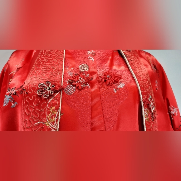 Authentic Vtg Asian Silk 2 Piece Robe & Dress - Picture 2 of 9